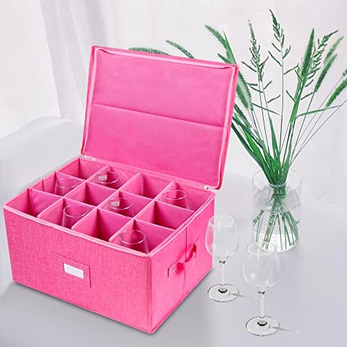 Wine Glass Storage Box, Stemware Storage Containers Cases with Dividers - Image 2