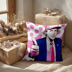 Batmerry American President Man Pillowcases, Smile Thumbs-Up Pink Spot Background Decorative Bed Pillow Cover with Hidden Zipper Soft Blended for Hair and Skin 20X26 in - Image 6
