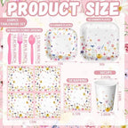 350 Pcs Wildflower Paper Plates and Napkins Set Disposable Serve 50 - Image 2