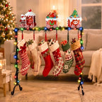 Treela Christmas Metal Stocking Holder Stand Floor 6 Hooks,Gingerbread - Image 4
