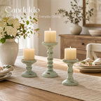 Candeldo Wood Candle Holder for Pillar, Sage Green Farmhouse Decor - Image 6