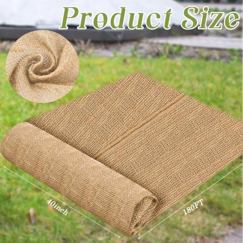 Buryeah 1 Pack 40 Inch X 180 ft Burlap Fabrics Roll Natural Jute Garden - Image 2