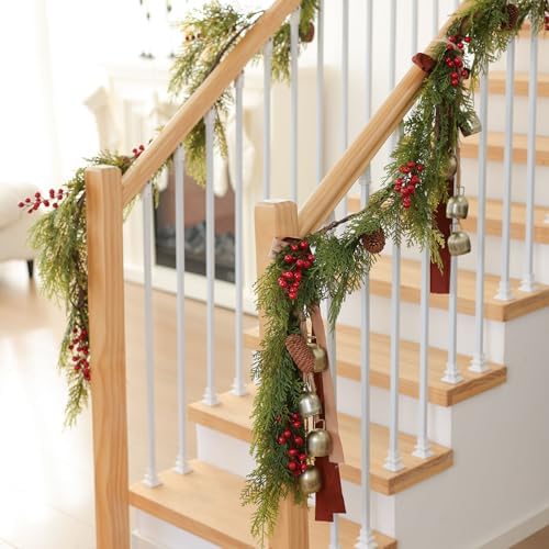 MIZII Christmas Garlands 6 Feet Artificial Pine Garland with Pinecone Berries Faux Greenery Garland Christmas Decorations for Xmas Fireplace Mantle Home Decor Indoor Outdoor (Pine Mix) - Image 4