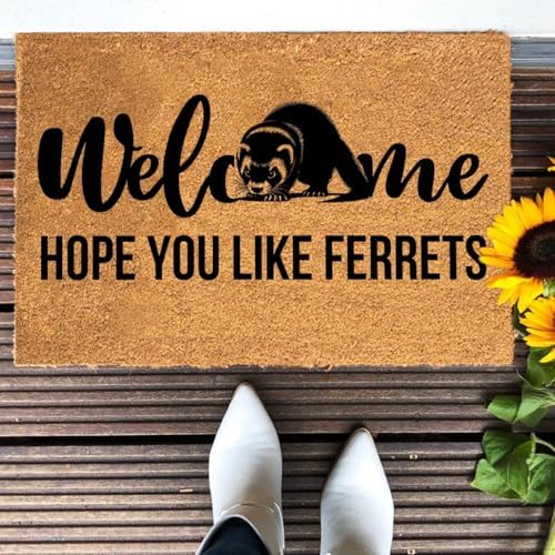 Funny The Entrance Way Outside Personalized Rug with Heavy-Duty Non Slip Outdoor Coconut Coir Doormat Pets Lover Gift 23.6 x 15.7 inch (Hope You Like Ferrets) - Image 5