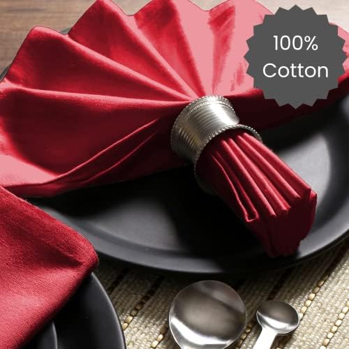 Cotton Clinic Cloth Dinner Napkins - Perfect Everyday Use Table Napkins - Soft Durable Washable - Ideal for Party Wedding Christmas Easter - Set of 12-20x20 inches Red Napkins - Image 3