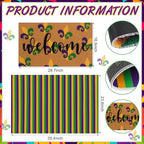 Tinideya 2 Pcs Mardi Gras Layered Welcome Mat for Front Door - Image 3