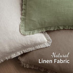 MIULEE Linen Fringe Decorative Fall Euro Pillow Covers Cocoa Brown 24x24 - Image 4