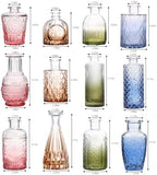CUCUMI 12pcs Bud Vases for Centerpieces, Colorful Vintage Glass Vase Set - Image 3