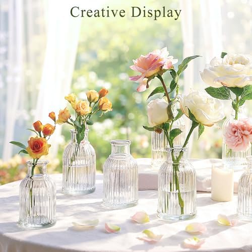 DomeStar Small Clear Glass Bud Vases Set of 16, 3.8 inch Cute Vases Bulk - Image 3