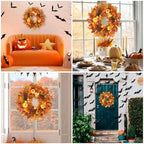 26" Fall Wreath for Front Door - Artificial Autumn Wreath with Maple Leaves, Pine Cones, Pumpkins & Berries - Thanksgiving & Halloween Decor for Indoor/Outdoor Use - Image 4