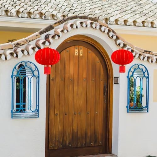 Chinese New Year Lantern 2pcs Traditional Spring Festival Hanging Ornament, Flocking Cloth Lantern with Tassels for Lunar New Year - Image 6