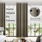 KOUFALL Taupe Grommet Insulated Thermal Room Darkening Blackout Curtains for Living Room 52x108 Inches Long - Image 2
