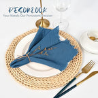Pesonlook 60 Pcs Cyan Handmade Cotton Cloth Napkins with Fringe, 16x16 Inch - Image 5