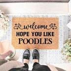 Funny Coir Doormat with Welcome Hope You Like Poodles - Front Door Mat, Entryway Welcome Mat, 23.7 x 15.7 inch - Image 2