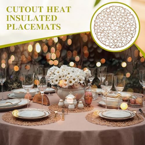 Threehoney Paper Braided Round Placemats, Set of 24, Brown, 13 in - Image 5
