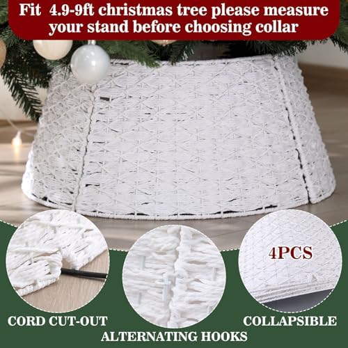 Poen Woven Rattan Christmas Tree Collar, White, 24 Inch - Image 3