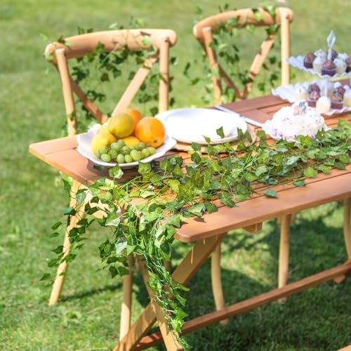 CQURE 120Pack 840Ft Artificial Ivy Fake Vines,Ivy Garland Greenery Garland Fake Hanging Plants Vines Aesthetic Green Leaves for Bedroom Wedding Party Garden Wall Room Decor - Image 5