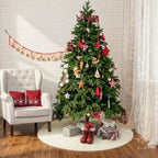 Skylety 48'' Christmas Tree Skirt Rug Embossing Xmas Tree Skirt, Lvory - Image 4