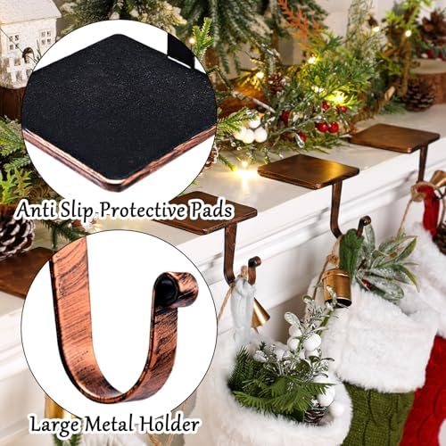 Tandefio 8 Pcs Christmas Stocking Holders for Mantle, Vintage Copper - Image 2