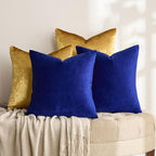 GIGIZAZA Pack of 4 Decorative Velvet Pillow Covers 20x20 Blue Gold - Image 3