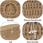efluky Toilet Paper Storage Basket, Paper Rope Slim Toilet Paper Holder with Lid- Holds Up to 9 Mega Rolls, Home Bathroom Decor Organizer - Image 5