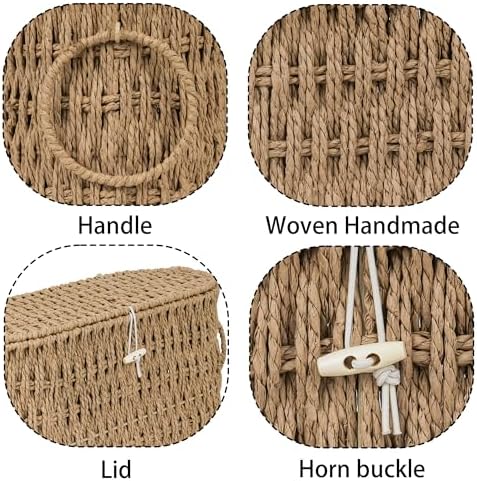 efluky Toilet Paper Storage Basket, Paper Rope Slim Toilet Paper Holder with Lid- Holds Up to 9 Mega Rolls, Home Bathroom Decor Organizer - Image 5