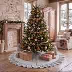 48 Inches Striped Christmas Tree Skirt Vintage Ruffle Decor, Black - Image 5