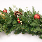 9FT Red Gold Christmas Garland Prelit with Battery Operated 50 LED Lights,Holiday Decoration Stairs Mantle Door Indoor Outdoor - Image 3