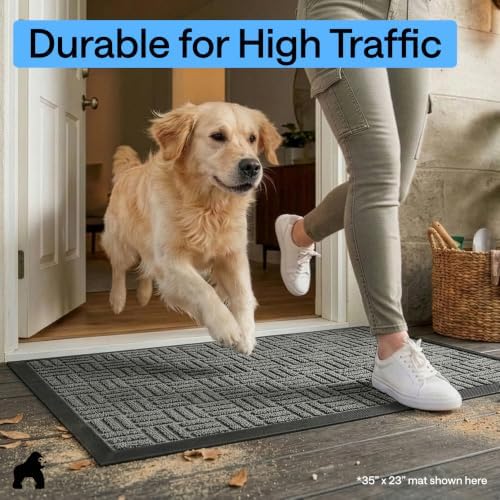 GORILLA GRIP WeatherMAX Door Mat, Indoor Outdoor Use, 72x24, Gray Maze - Image 7