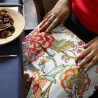 TARAN LIVING Cotton Cloth Napkins Natural Reusable Fall Dinner Napkins Reusable Machine Washable Fabric for Events, Gift, Home Decor - Kaveri, 20x20 Inches (Pack of 12) - Image 6