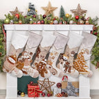 BHD BEAUTY 2026 New Knee-High Retro Christmas Stocking Light Brown Customized for Family Decorations Hanging Ornament for Xmas Holiday Party 6 Pack by bhdbeauty