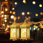 Ramadan Decorations for Home, 2Pcs 14'' Decorative Candle Lantern for Tabletop Mantel Decor, Vintage Metal Lantern Candle Holders for Indoor Outdoor Decor, EID Mubarak Gift - Image 7
