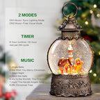 Christmas Snow Globes Lantern, Gingerbread Man Musical Snow Globes with Swirling Glitter Effects, USB/Battery Powered with 6-Hour Timer, Christmas Decorations - Image 3