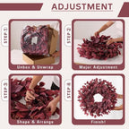 26" Artificial Hibiscus Leaves Fall Wreath for Front Door Decor(Autumn Red) - Image 5