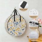 Vintage Flower Round Storage Bag 36 Inch, Watercolor Yellow Blue Floral Vintage Leaf Linen Texture Clothes Storage Container with Handles Heavy Duty Organizer for Comforter, Bedding & Holiday Wreaths - Image 5