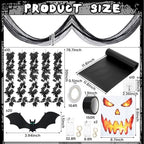 Yinder 47 Pcs Halloween Tree Decorations Set for Classroom Room Include Artificial Maple Vines Paper Bats Black Mesh with Kraft Paper Tape for Halloween Classroom Home Room Party Indoor Outdoor Decor - Image 3