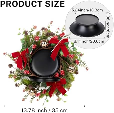 MOYEE Christmas Candle Holder Wreath Single 14 inch, Christmas Candle Ring - Image 4