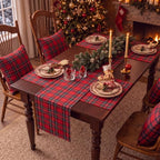 7 Pcs Christmas Tartan Plaid Table Runner and Placemat Set, Red - Image 5