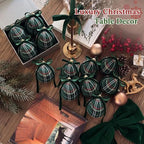 Gemscream 12 Pcs Navy Blue and Green Tartan Christmas Ornaments 3.15 Inch - Image 6