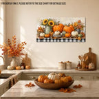WAXWHELK Pumpkin Fall Canvas Wall Art, Pumpkin Sunflower Harvest Still Life Painting Pictures Rustic Farmhouse Autumn Thanksgiving Home Decor Artwork for Living Room Bedroom (16"x32") - Image 3