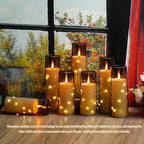 Nimiko Flickering Flameless LED Candles,Battery Operated Candles 24 Pcs with Embedded Star String,Acrylic LED Pillar Candles with Remote,Suitable for Home Decoration to Create an Atmosphere (Grey) - Image 5