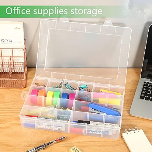 Gbivbe Large 24 Grids Plastic Organizer Box Adjustable Dividers,Clear Storage Box for Jewelry, Art DIY Crafts, Washi Tapes, Beads and Small Parts(2 Pack) - Image 7