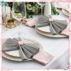 Patelai 50 Pcs Pink Gold Flower Napkin Rings for Wedding Party Banquet - Image 4