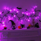 9 FT 72 LED Halloween Willow Vine Twig Decor Garland With Bats Purple Lights - Timer & 8 Modes - Battery Operated Lights for Indoor Decorations, Home, Mantle, Fireplace - Image 3