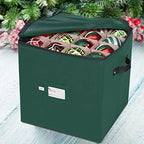 Christmas Ornament Storage Box, 4 Individual Trays Xmas Storage Container, Fits 64 Ornaments Decoration Balls, Constructed of Durable 600D Oxford Material (Green) - Image 2