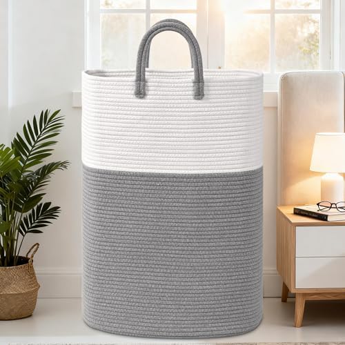 Woven Laundry Basket for Clothes, 100L Large Rectangle Laundry Hampers with Beads Tassel, Nursery Storage Basket for Toys, Tall Dirty Clothes Hamper for Bedroom Aesthetic, Laundry Room Organization - Image 3