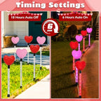 YUNVI 6 Pack Valentine's Day Pathway Lights,8 Modes LEDs Red&Pink Heart Stake Light with Timer Valentine Walkway String Lights Markers for Outdoor Backyard Patio Lawn Garden Party Decoration - Image 4