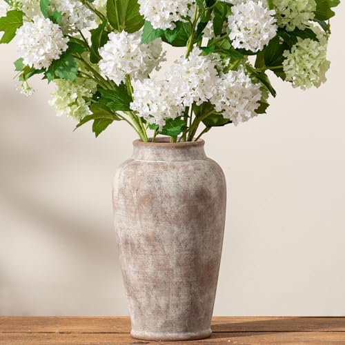 Ceramic Rustic Vase, Large Flower Vase Tall Farmhouse Decorative Vase Floral Pottery Vases for Home Decor Table Living Room Entryway Mantel Bedroom Bathroom Kitchen - 11 Inch Rustic by ooit