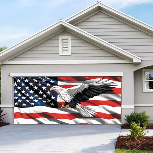 6 * 13FT Eagle flag 4 of July Garage Door Cover Decorations Independence Day Garage Door Banner for Outdoor Indoor Patriot Party Photography Backdrop - Image 7
