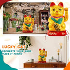Suzile 9" Lucky Cat Maneki Neko Waving Arm, Golden Beckoning Cat - Image 5